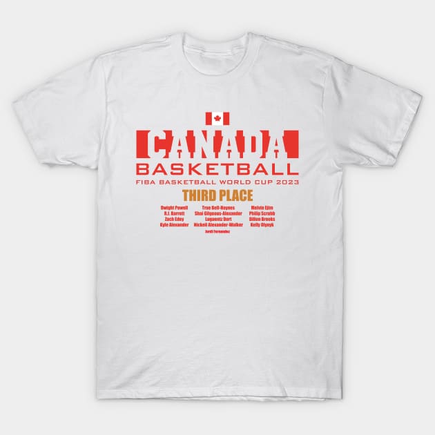 Canada FIBA World Cup 2023 - Third Place - Roster T-Shirt by Nagorniak